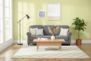 3-Seater Sofa Couch, 81" Grey Linen Fabric with Rubberwood Legs, Modern Design-DECOROLALA