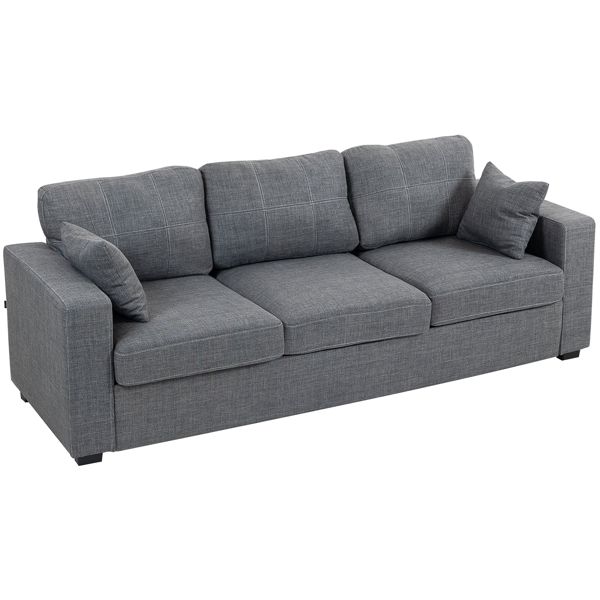 3 Seater Sofa - Dark Grey Linen Upholstered-DECOROLALA
