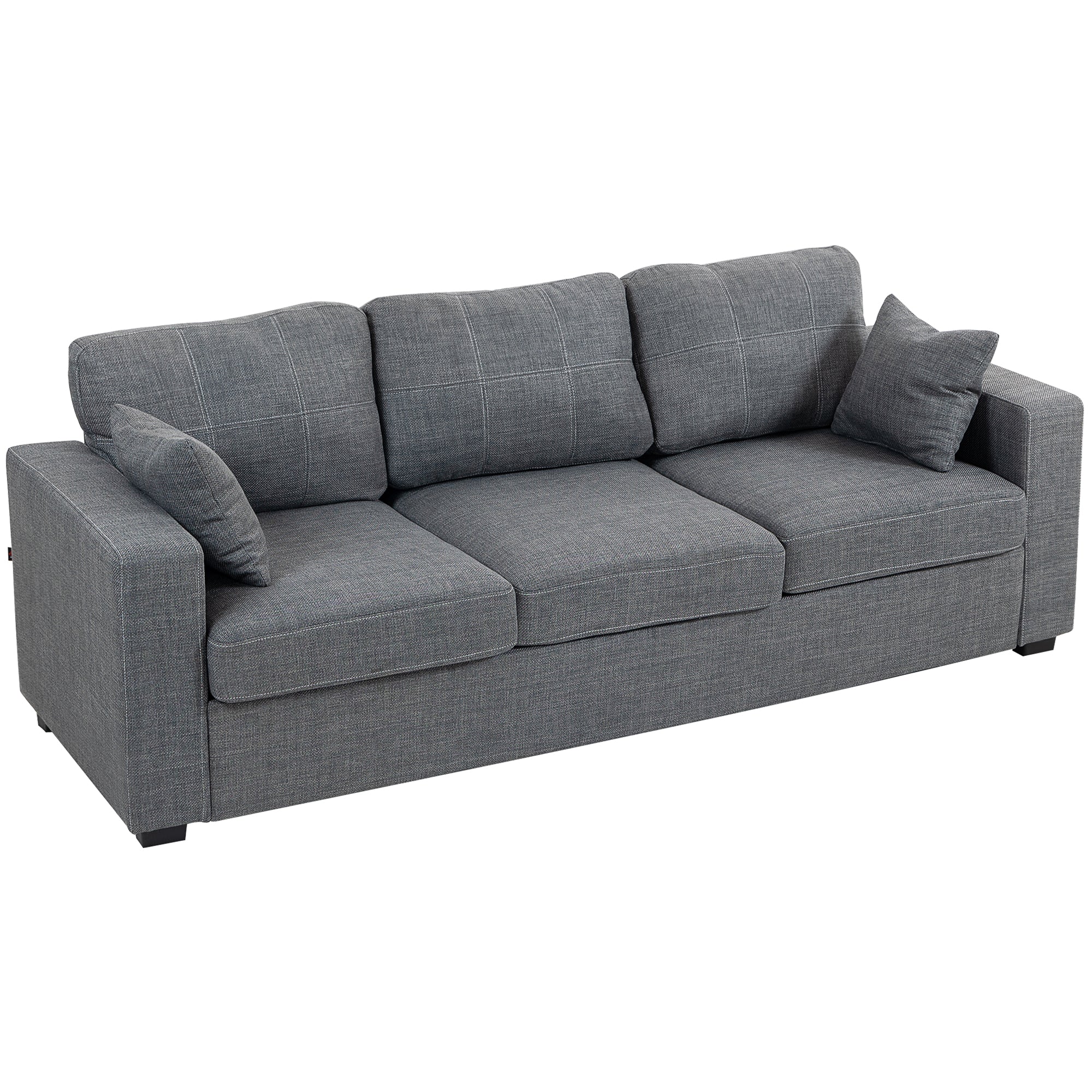 3 Seater Sofa - Dark Grey Linen Upholstered-DECOROLALA