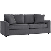 3 Seater Sofa - Dark Grey Modern Couch with Spring, 2 Cushions, 83.5"-DECOROLALA
