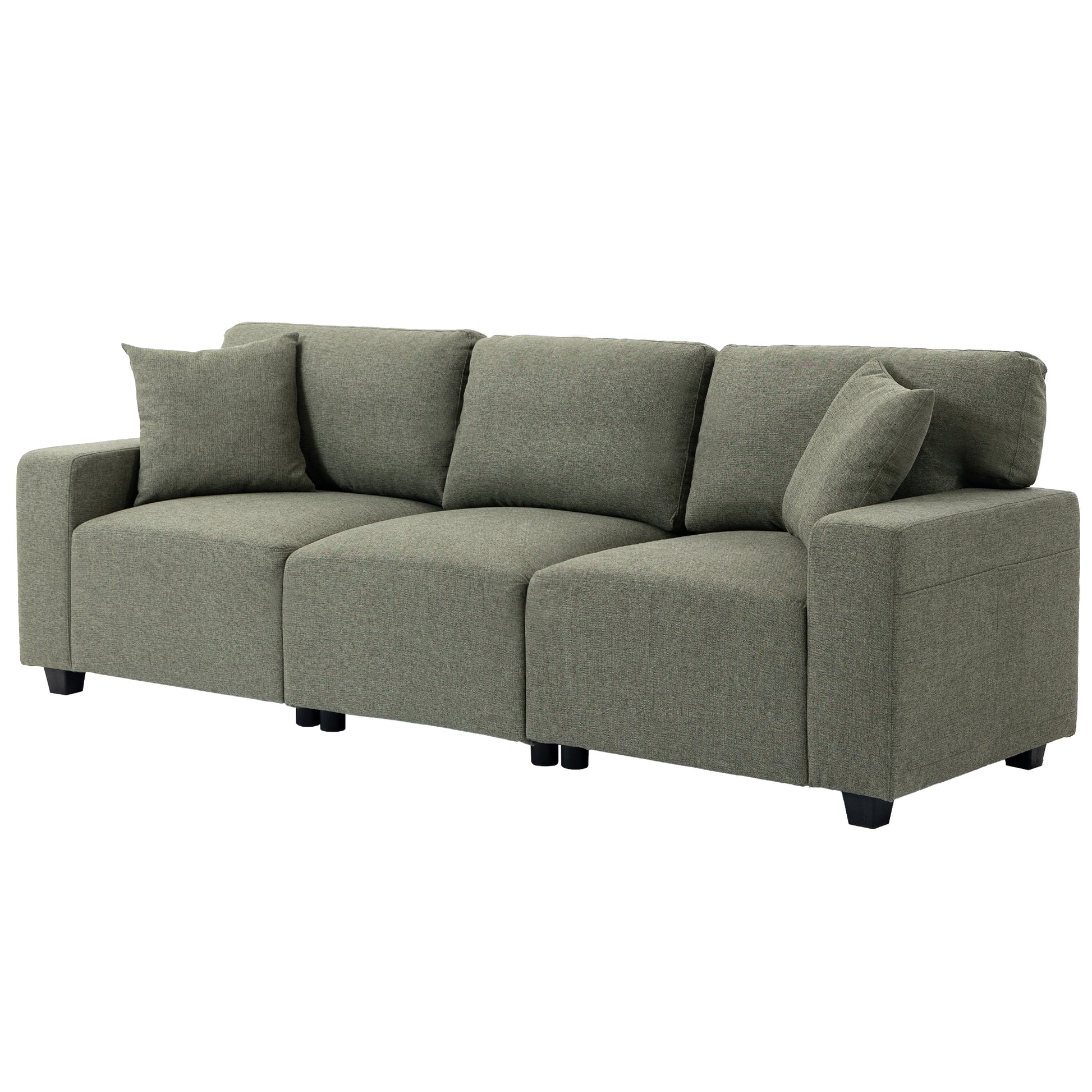 3 Seater Sofa - Green 92.5" Modern Upholstered Couch-Home Furnishings > Living Room Furniture > Sofas & Reclining Chairs > 3-Seater Sofas-DECOROLALA
