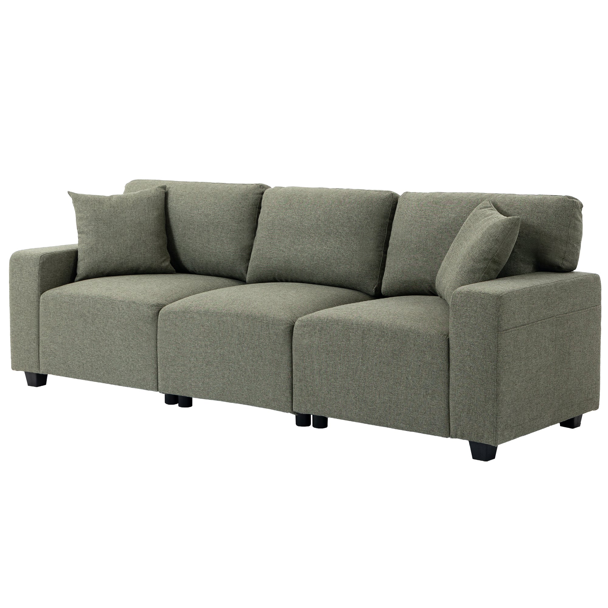 3 Seater Sofa - Green 92.5" Modern Upholstered Couch-Home Furnishings > Living Room Furniture > Sofas & Reclining Chairs > 3-Seater Sofas-DECOROLALA