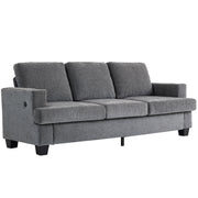 3 Seater Sofa USB Ports Cup Holders Chenille Grey-DECOROLALA