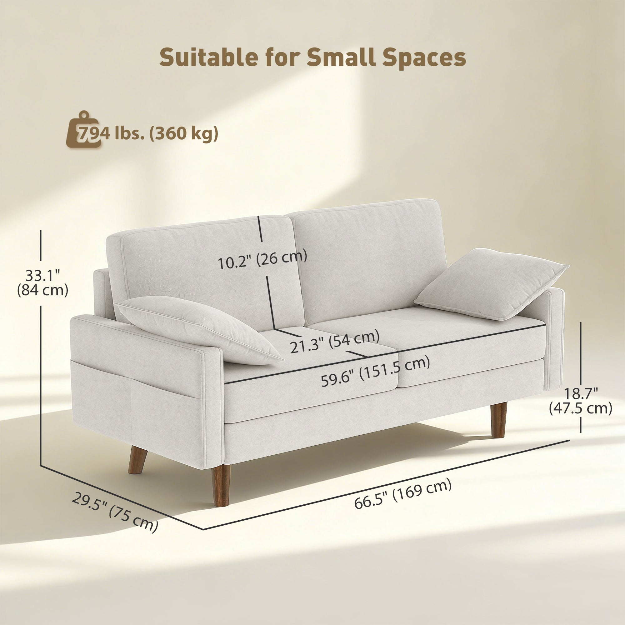 3 Seater Sofa Velvet Cream White-DECOROLALA