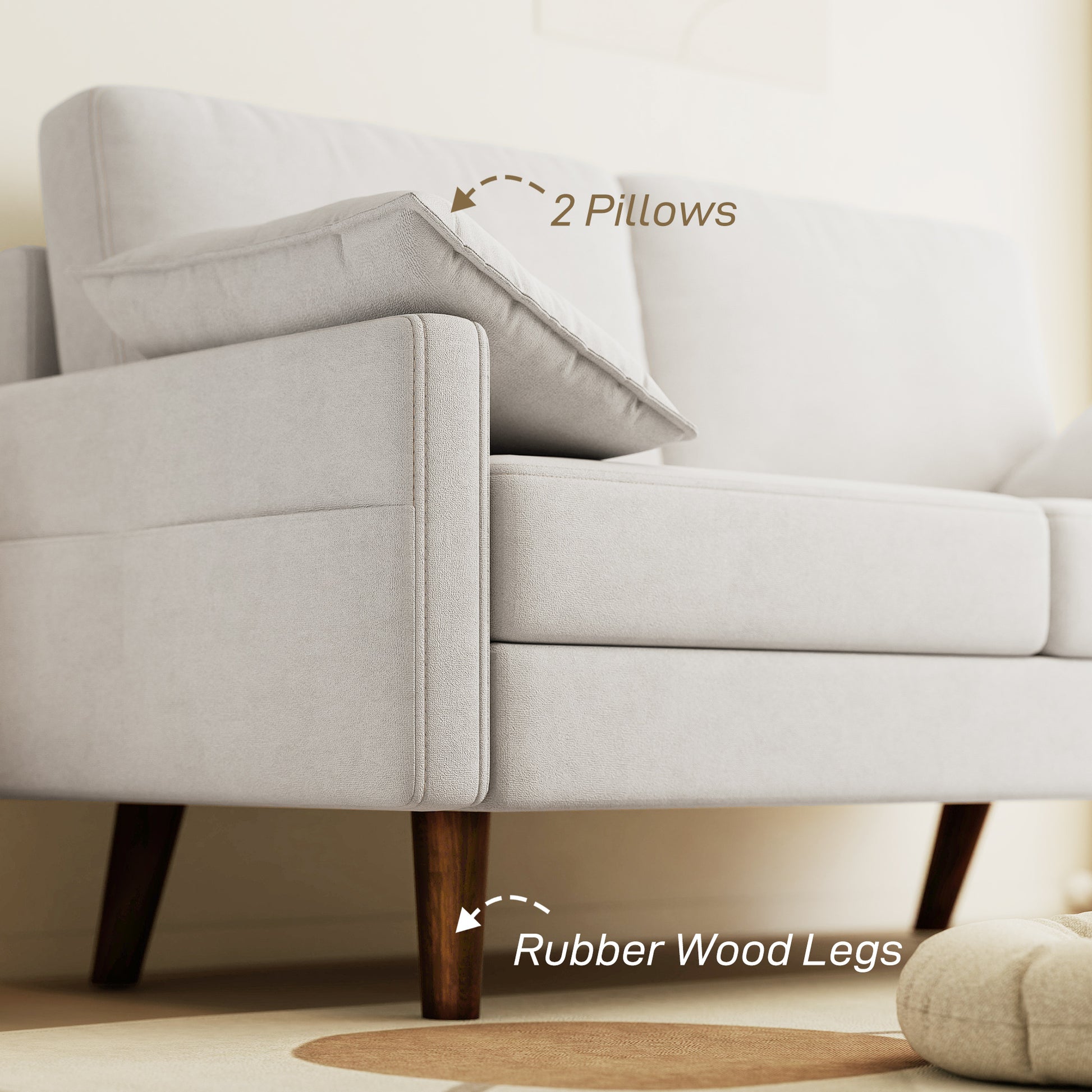 3 Seater Sofa Velvet Cream White-DECOROLALA