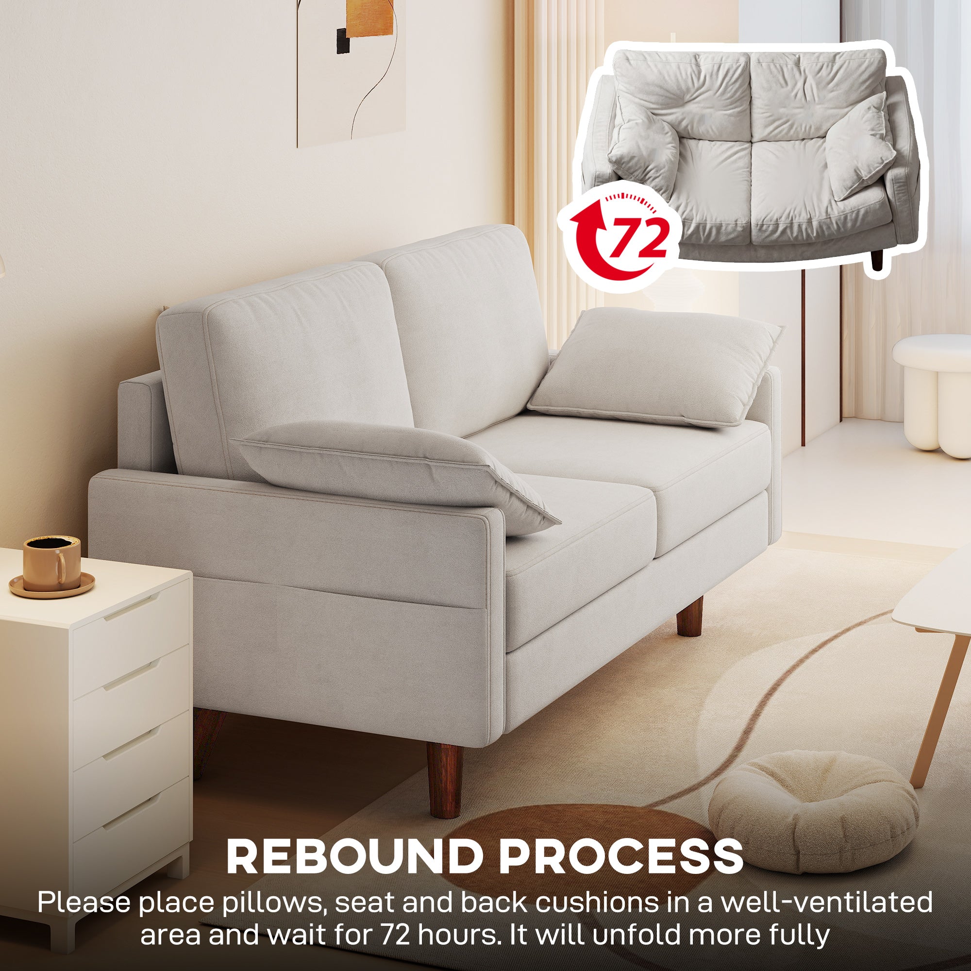 3 Seater Sofa Velvet Cream White-DECOROLALA