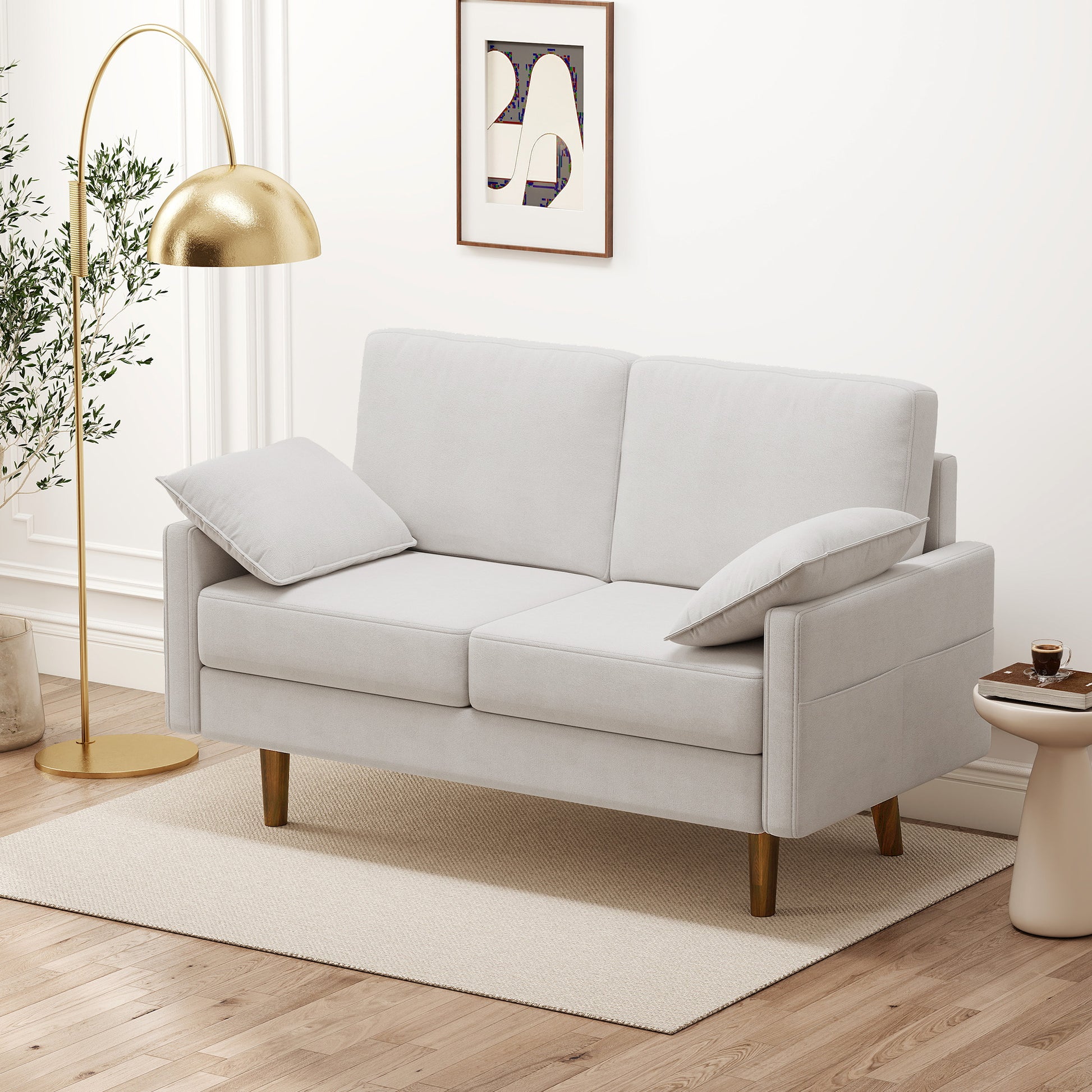 3 Seater Sofa Velvet Cream White-DECOROLALA