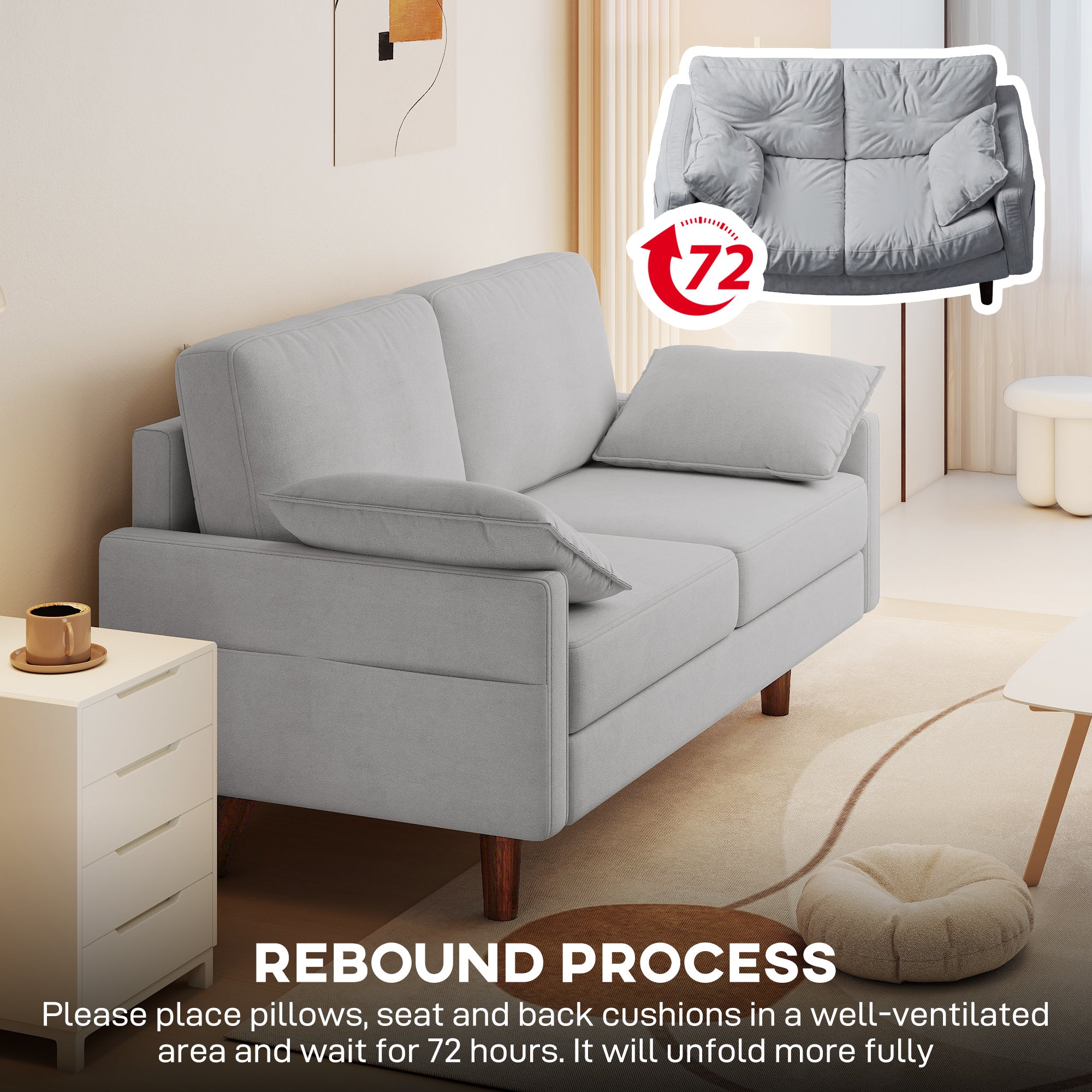 3 Seater Sofa Velvet Grey with Pillows-DECOROLALA