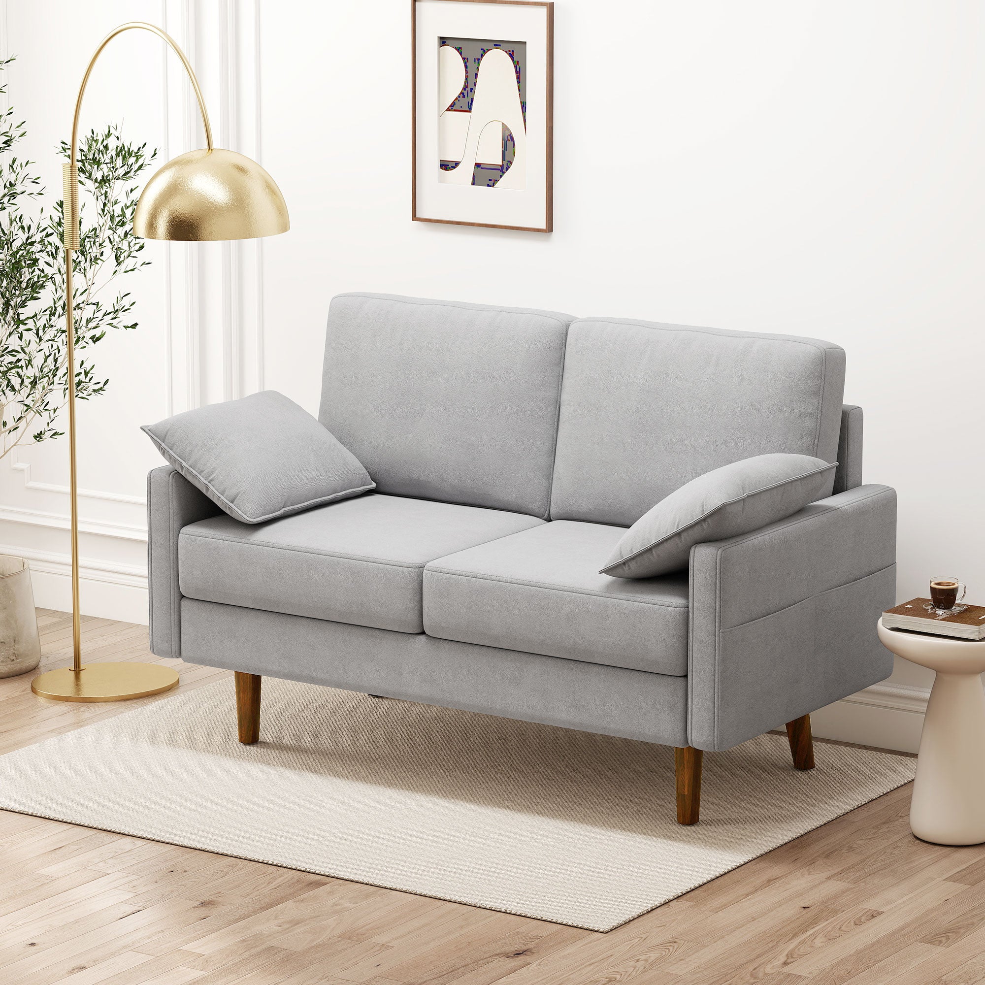 3 Seater Sofa Velvet Grey with Pillows-DECOROLALA