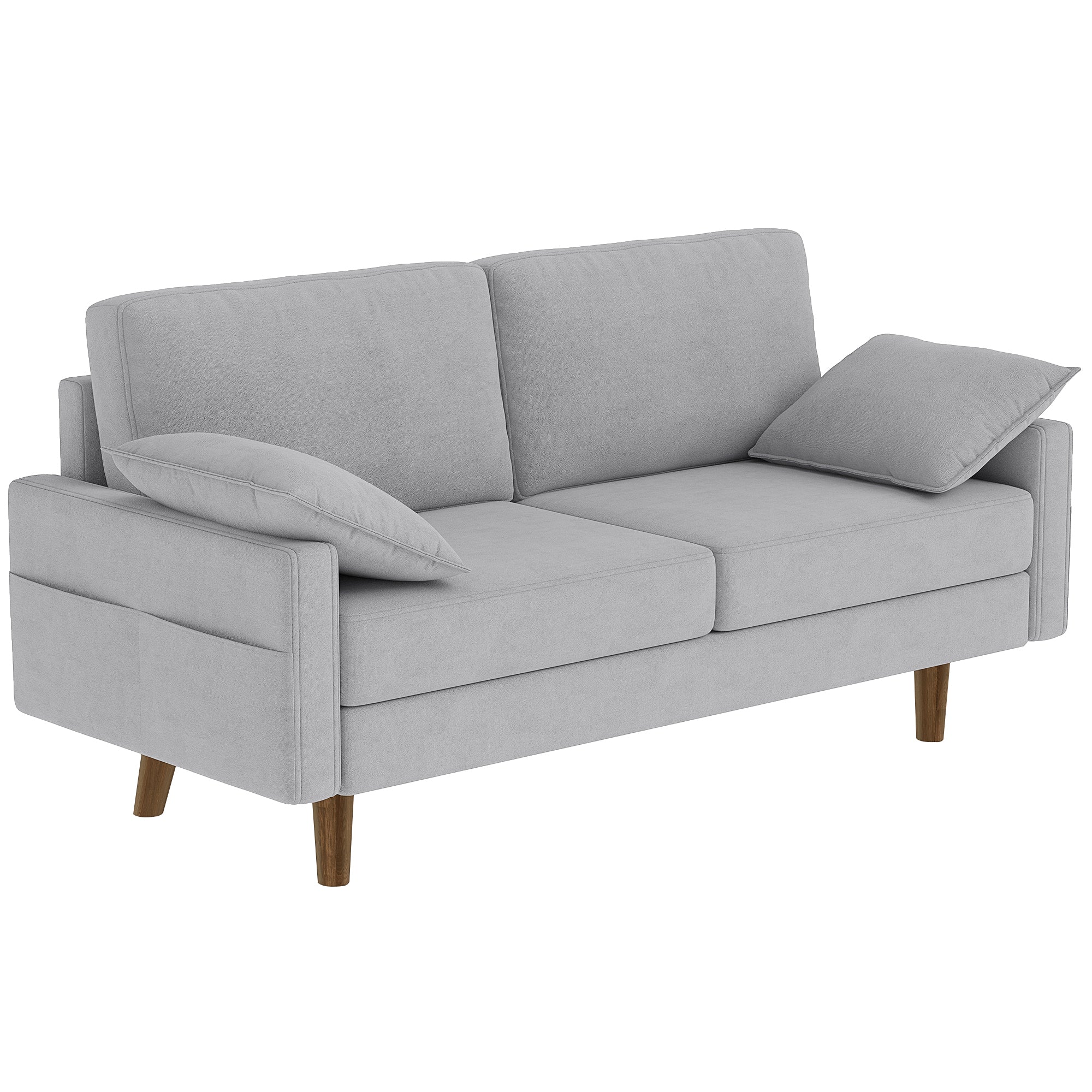 3 Seater Sofa Velvet Grey with Pillows-DECOROLALA