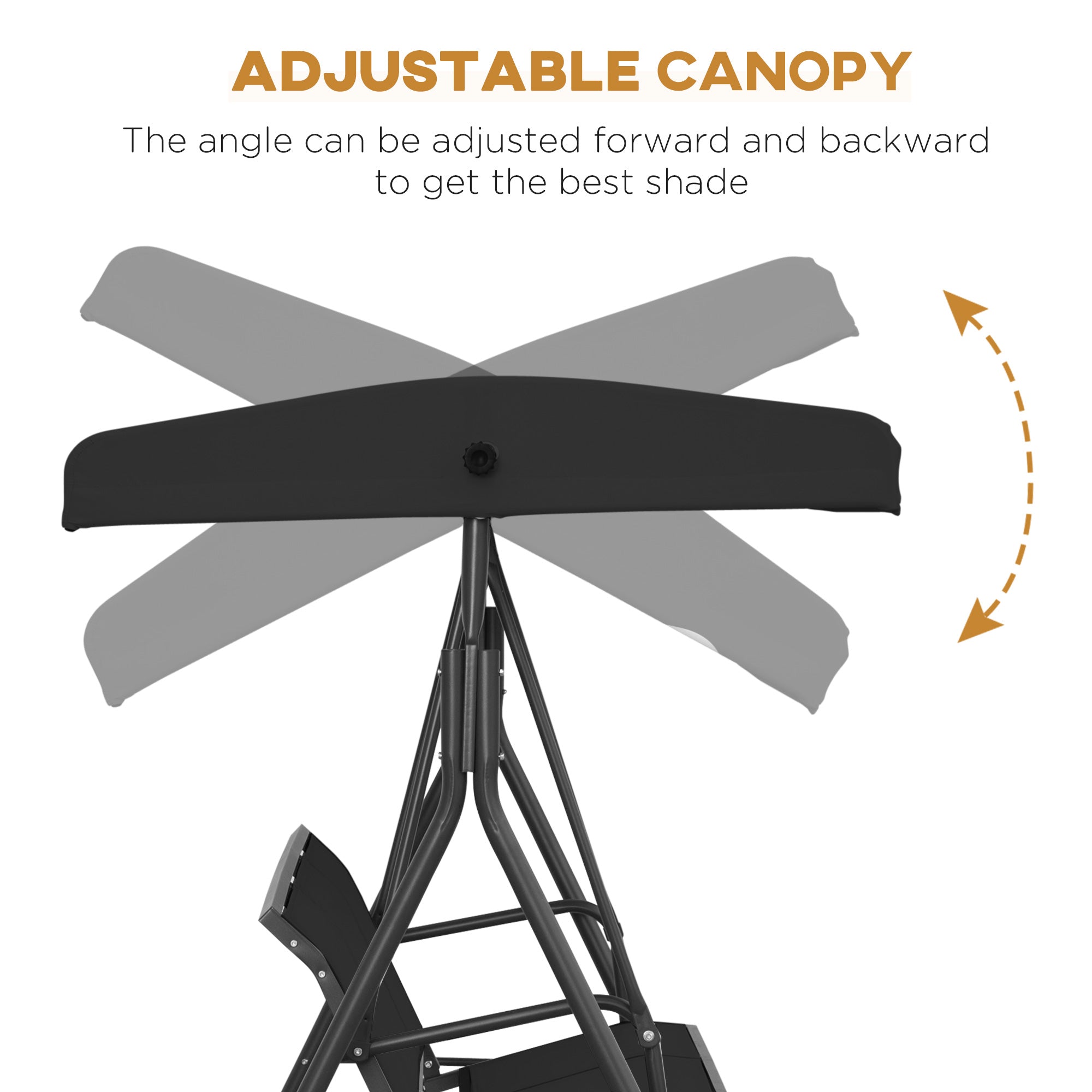 3-Seater Swing Chair with Canopy - Black Outdoor-DECOROLALA
