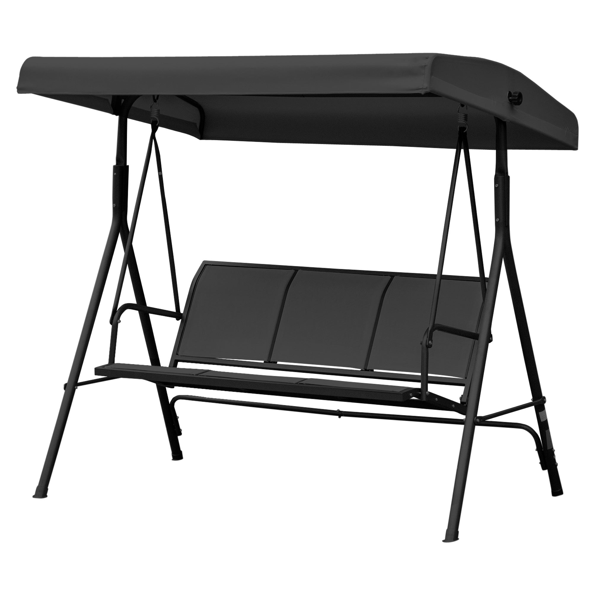 3-Seater Swing Chair with Canopy - Black Outdoor-DECOROLALA