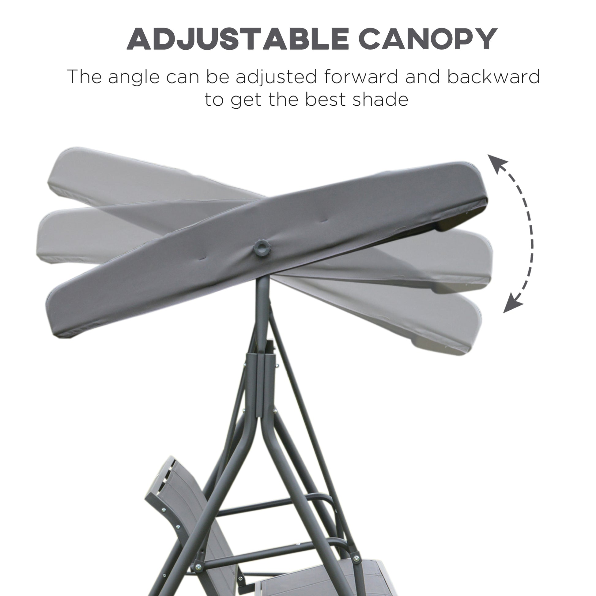 3-Seater Swing Chair with Canopy - Grey 69"-DECOROLALA