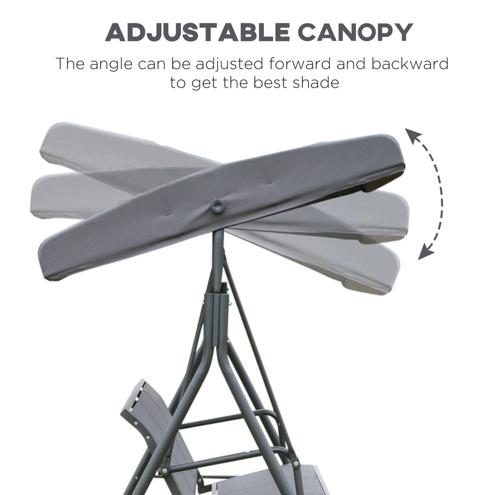 3-Seater Swing Chair with Canopy - Grey 69"-DECOROLALA