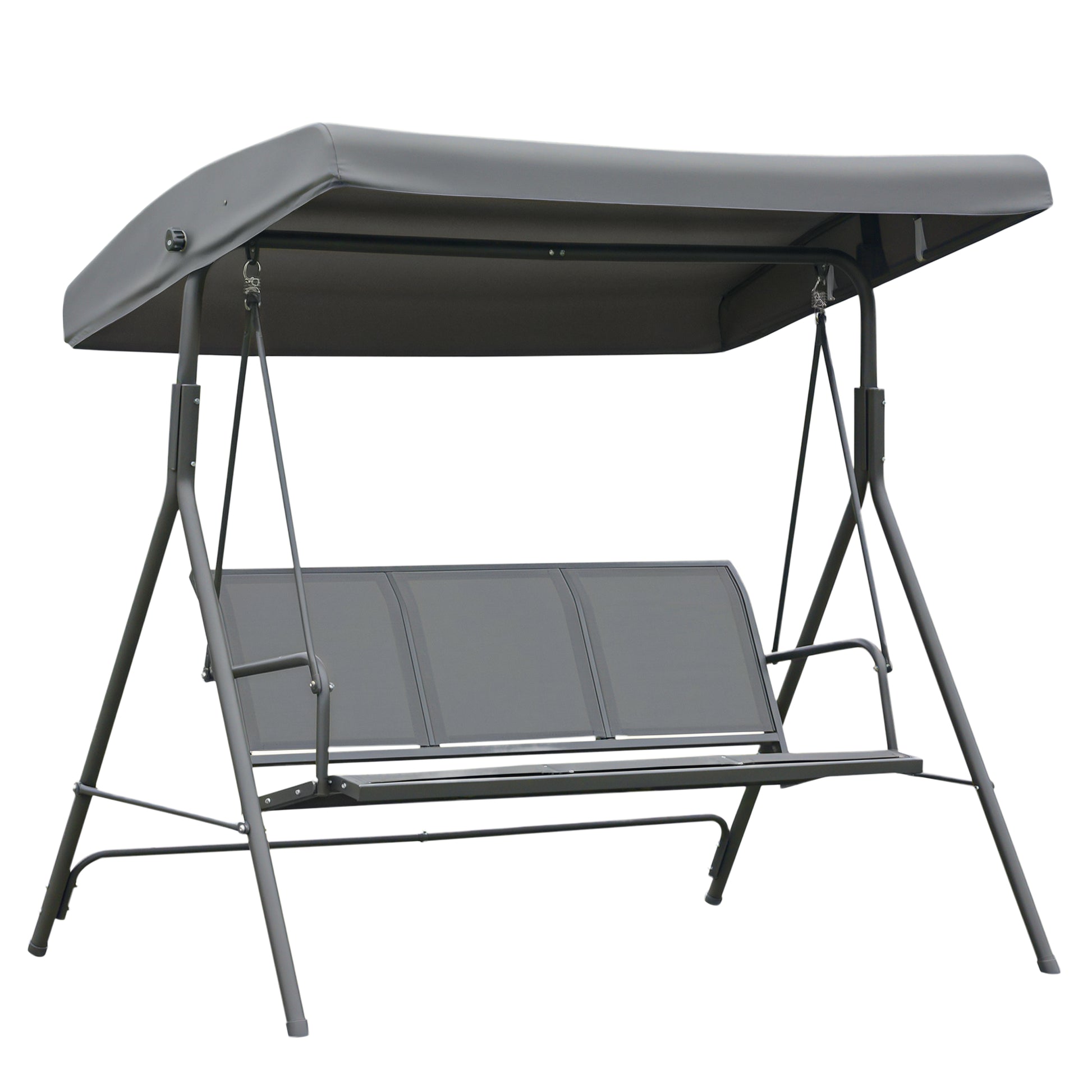 3-Seater Swing Chair with Canopy - Grey 69"-DECOROLALA