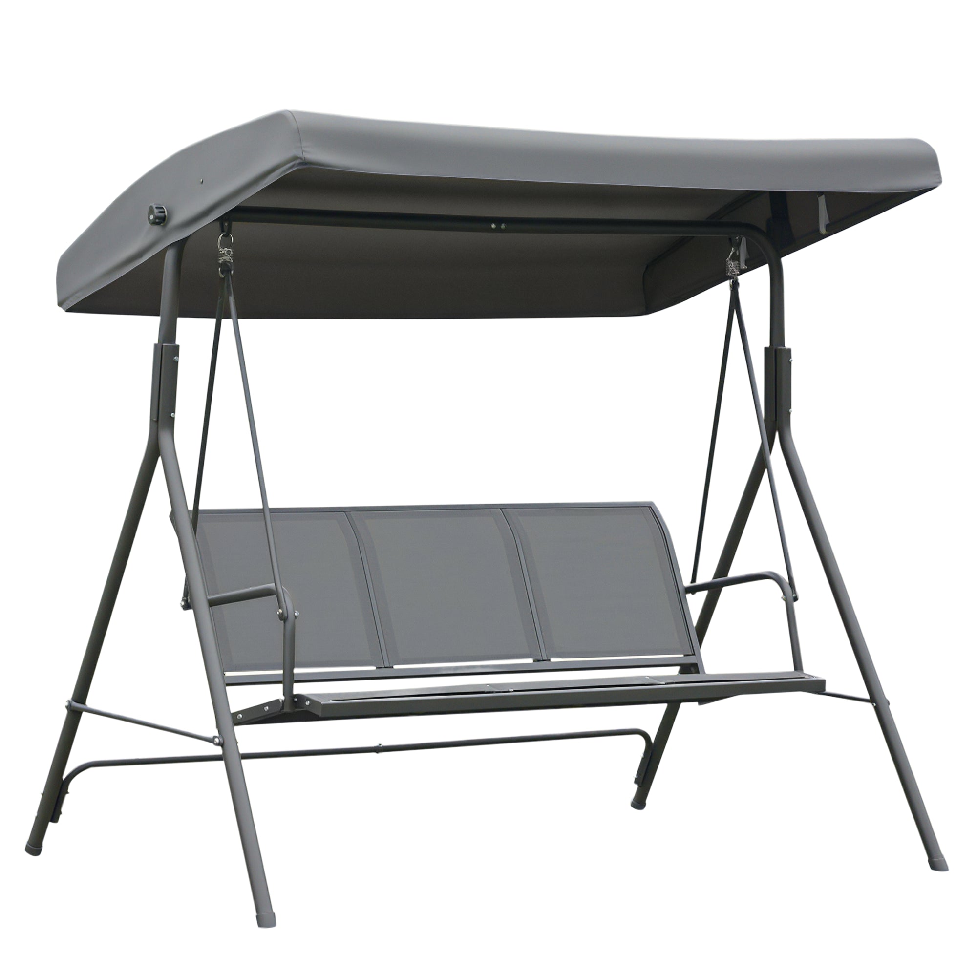 3-Seater Swing Chair with Canopy - Grey 69"-DECOROLALA
