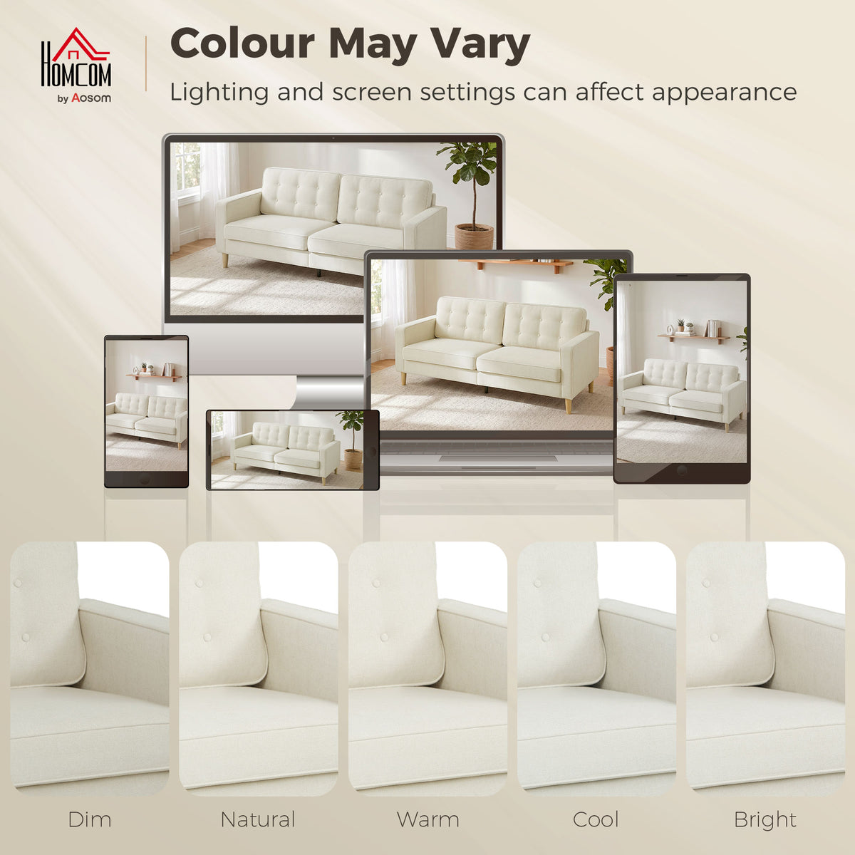 3 Seater Velvet Sofa - Modern Tufted Couch, Cream White-Home Furnishings > Living Room Furniture > Sofas & Reclining Chairs > 3-Seater Sofas-DECOROLALA