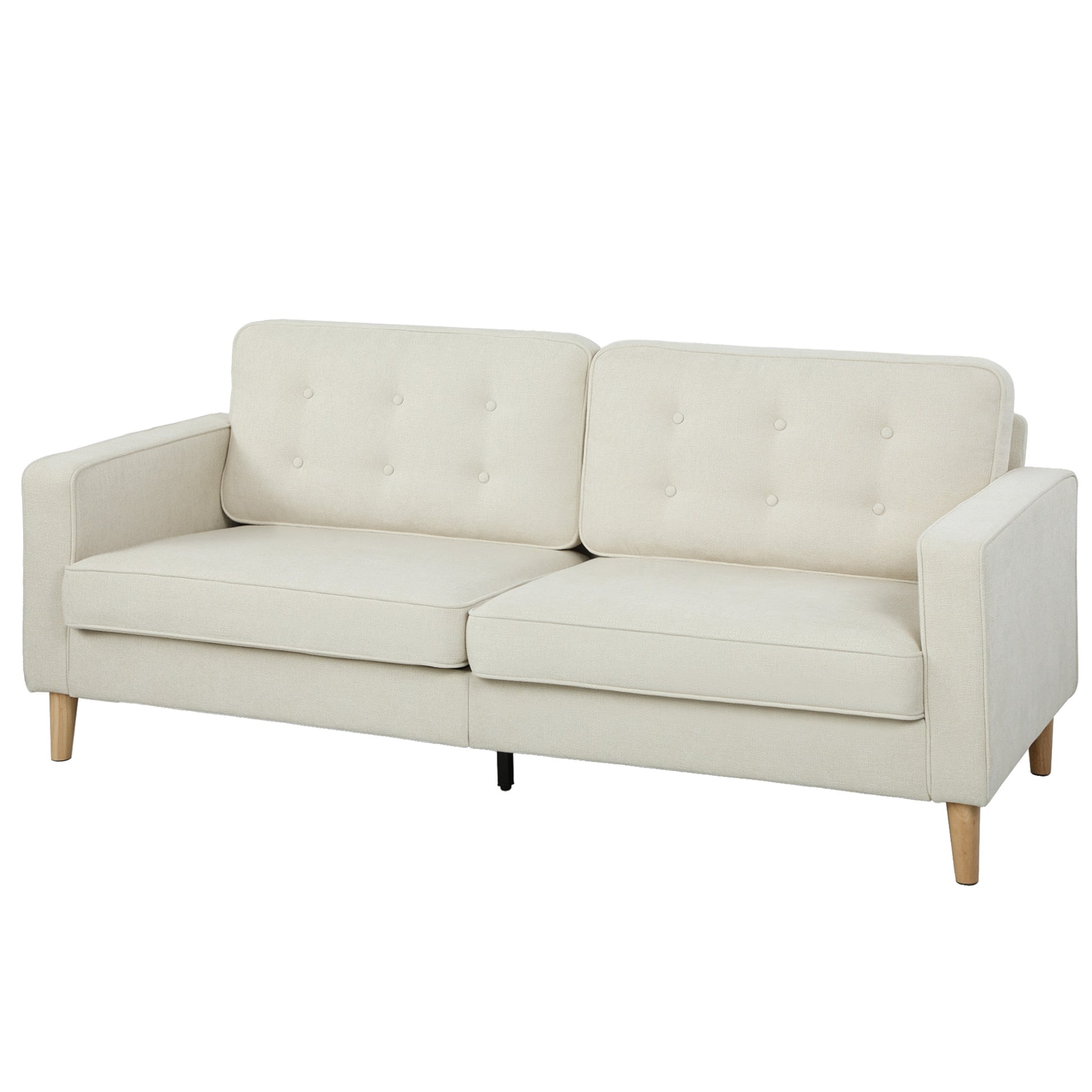 3 Seater Velvet Sofa - Modern Tufted Couch, Cream White-Home Furnishings > Living Room Furniture > Sofas & Reclining Chairs > 3-Seater Sofas-DECOROLALA