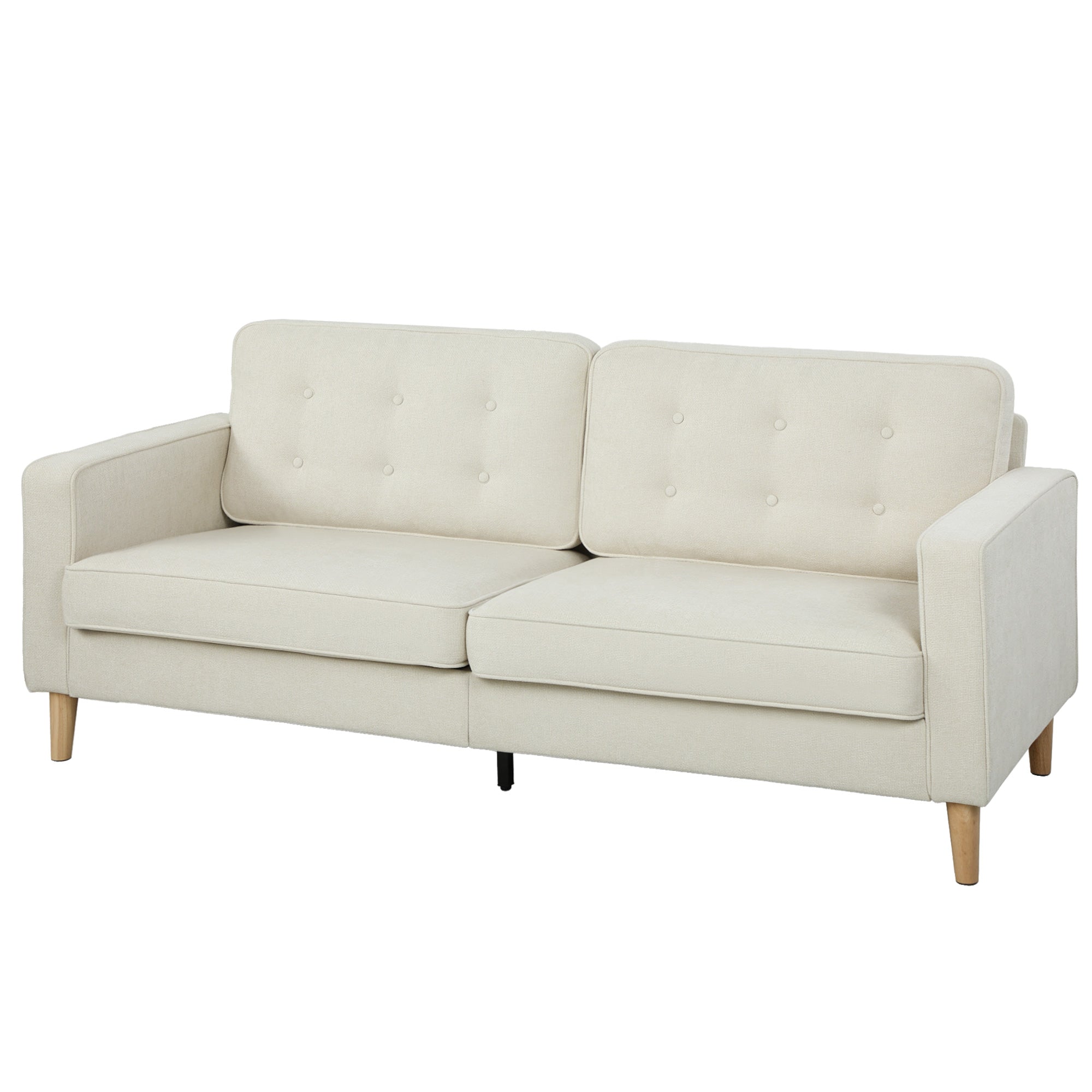 3 Seater Velvet Sofa - Modern Tufted Couch, Cream White-Home Furnishings > Living Room Furniture > Sofas & Reclining Chairs > 3-Seater Sofas-DECOROLALA