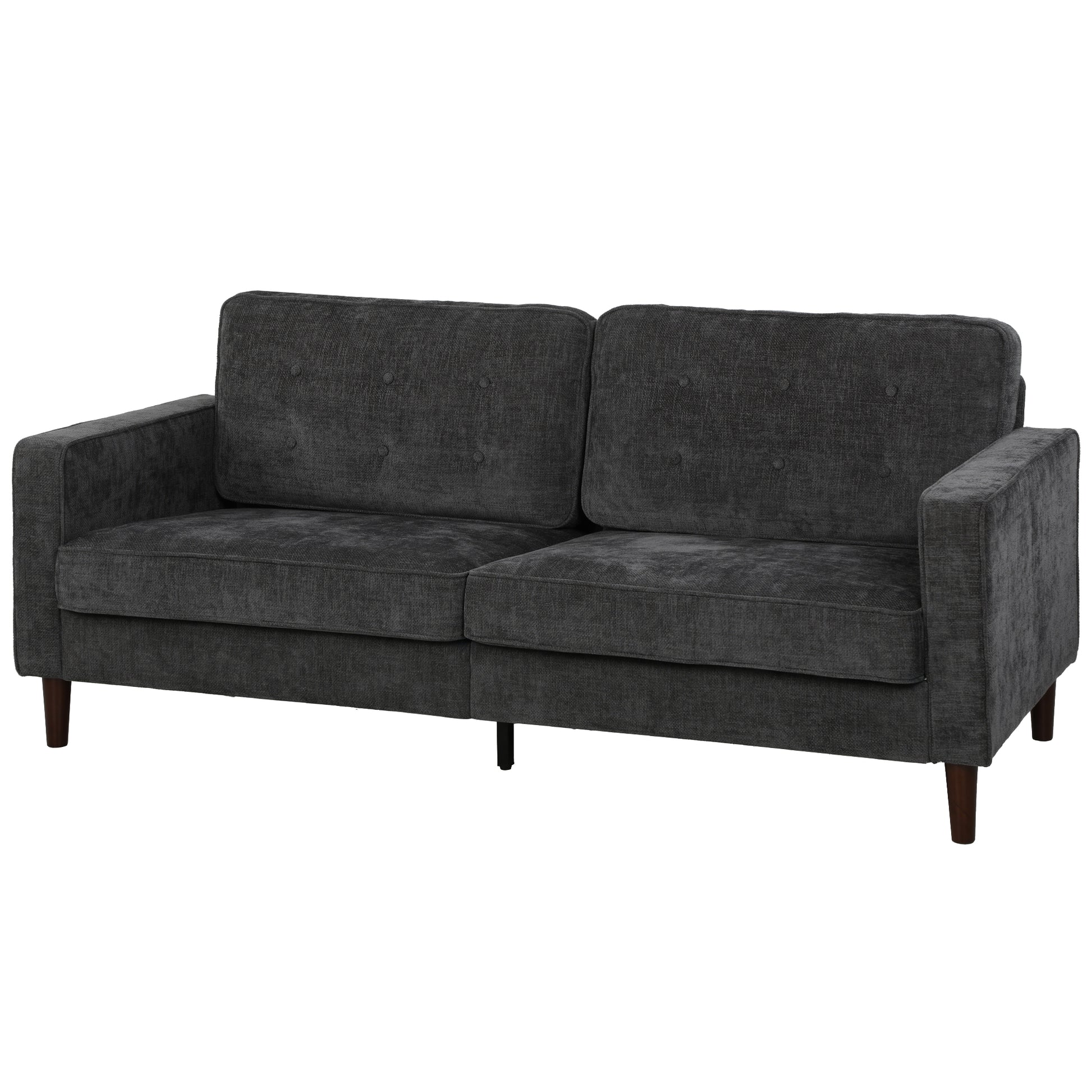3 Seater Velvet Tufted Sofa - Dark Grey Modern Couch-Home Furnishings > Living Room Furniture > Sofas & Reclining Chairs > 3-Seater Sofas-DECOROLALA