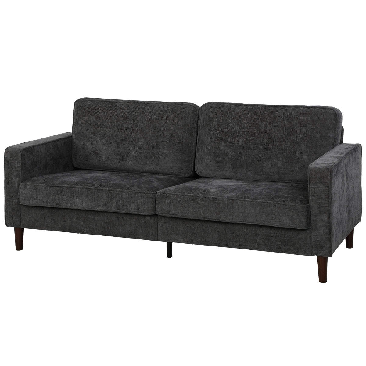 3 Seater Velvet Tufted Sofa - Dark Grey Modern Couch-Sofas-DECOROLALA