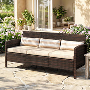 3-Seater Wicker Sofa - Brown PE Rattan Outdoor-DECOROLALA