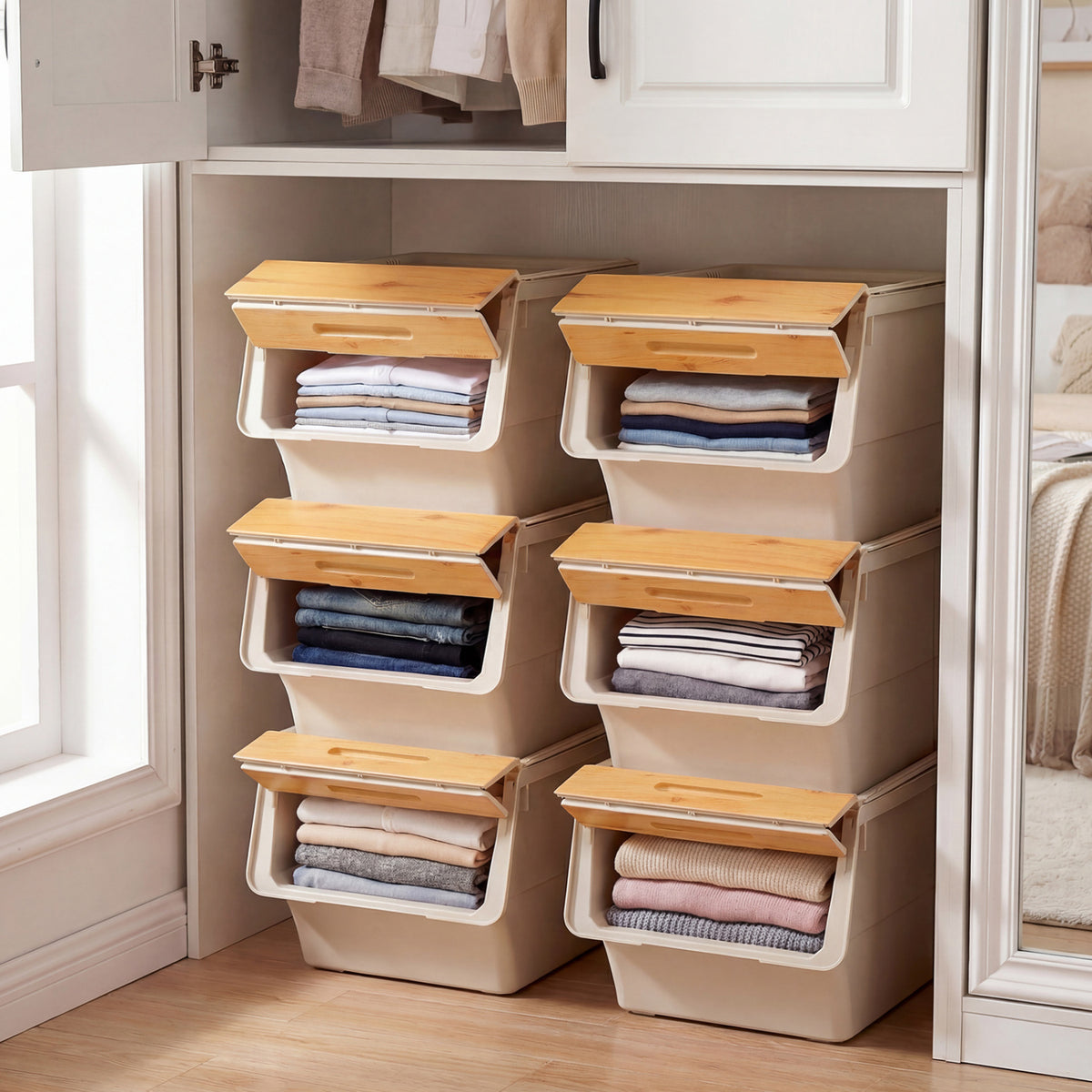 3 Stackable Storage Bins - Orange (min order qty 2)-Dressers & Chests-DECOROLALA