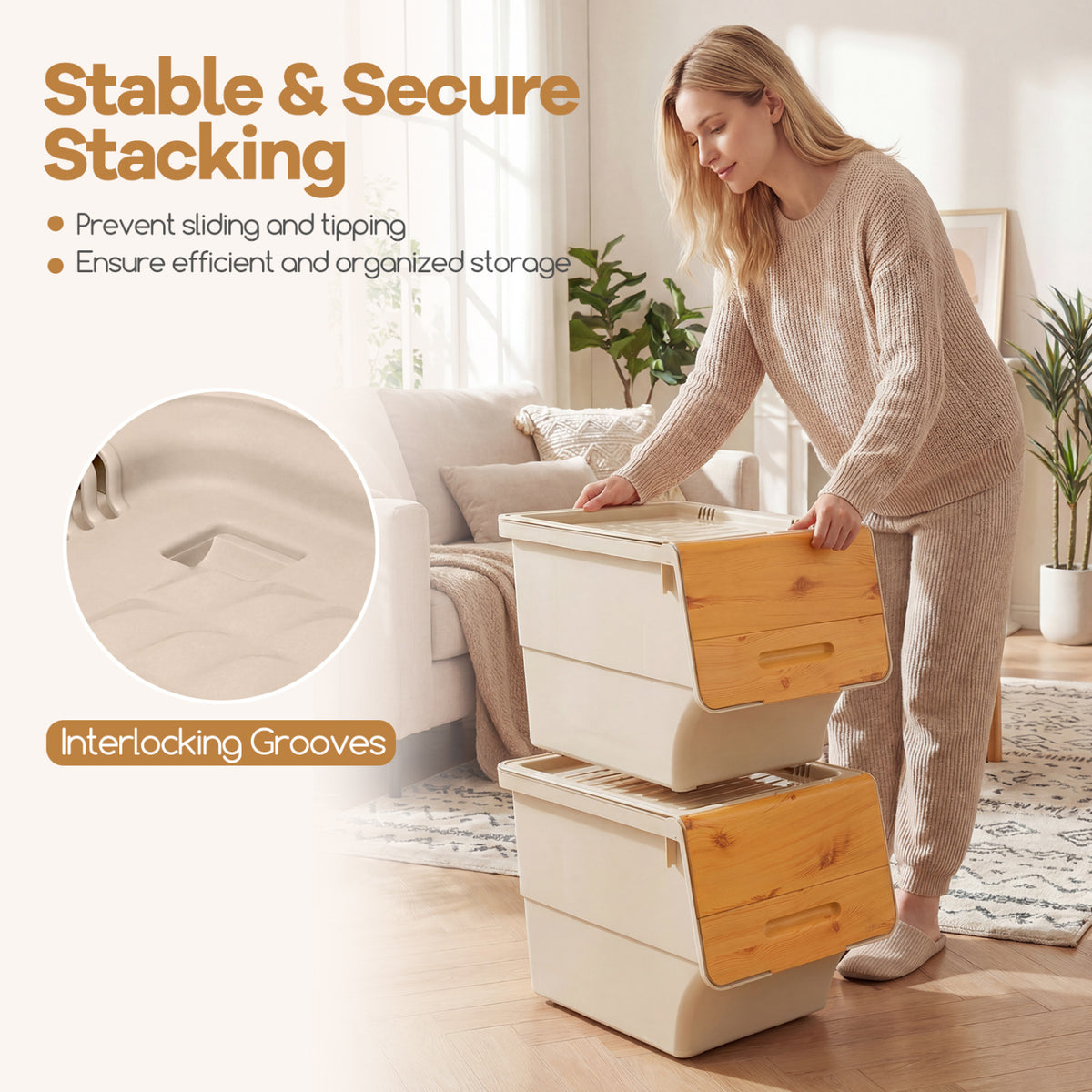 3 Stackable Storage Bins - Orange (min order qty 2)-Dressers & Chests-DECOROLALA