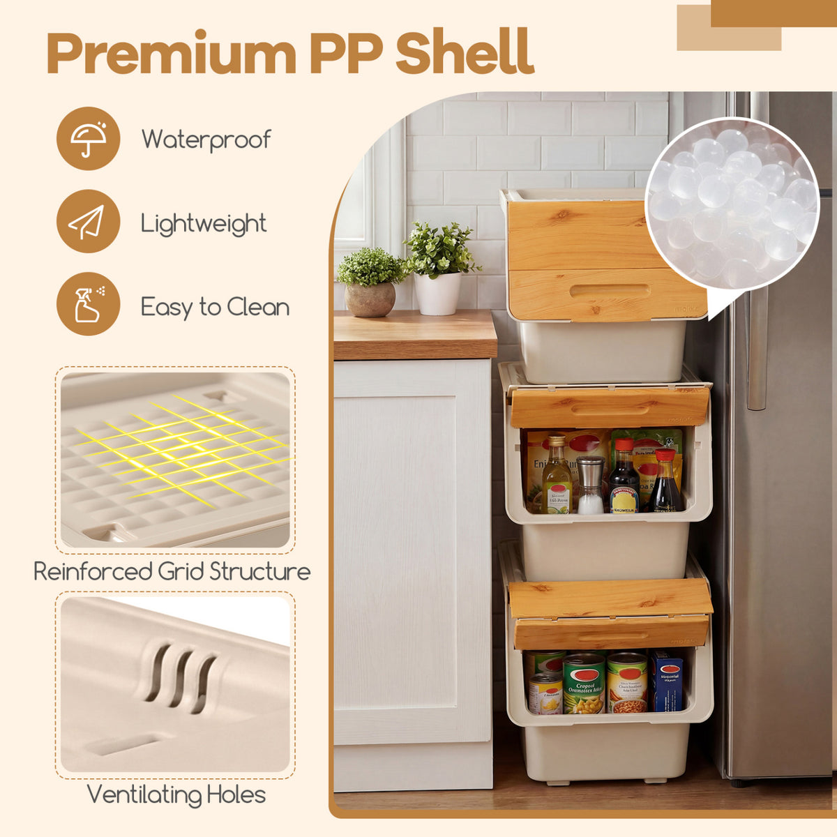 3 Stackable Storage Bins - Orange (min order qty 2)-Dressers & Chests-DECOROLALA