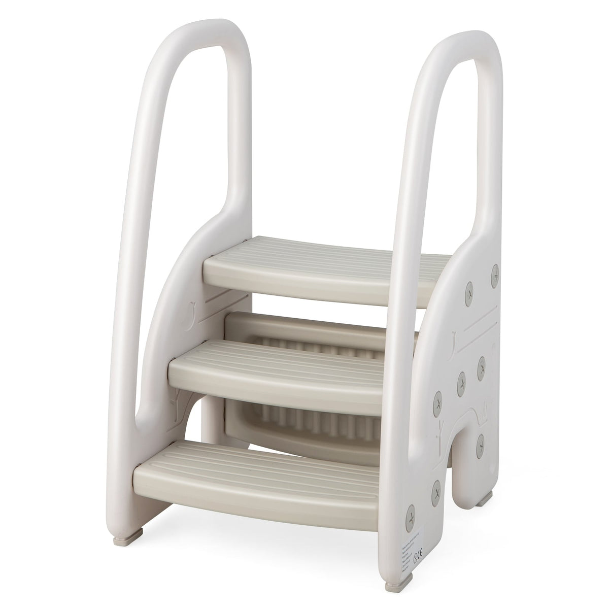 3-Step Stool with Safety Handles and Non-slip Pedals for Toddlers-Gray-Toddler & Kids Furniture-DECOROLALA