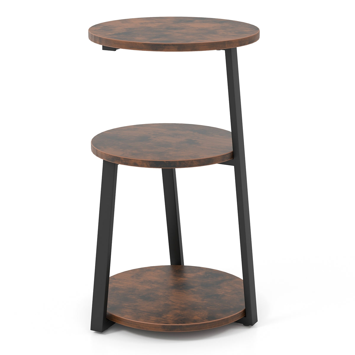 3-Tier Accent Round Side Table with Metal Frame-1 Piece-End & Side Tables-DECOROLALA