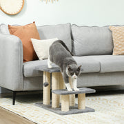 3-Tier Adjustable Pet Stairs with Sisal Scratching Posts - Grey-Dogs-DECOROLALA