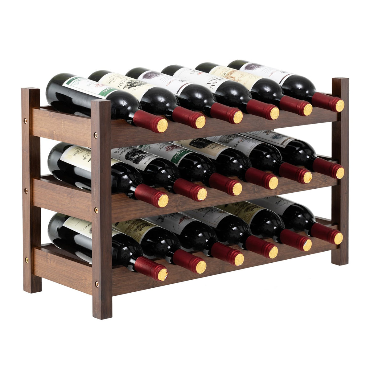 3-Tier Bamboo Freestanding Countertop Wine Bottle Organizer-Coffee-Wine Racks-DECOROLALA