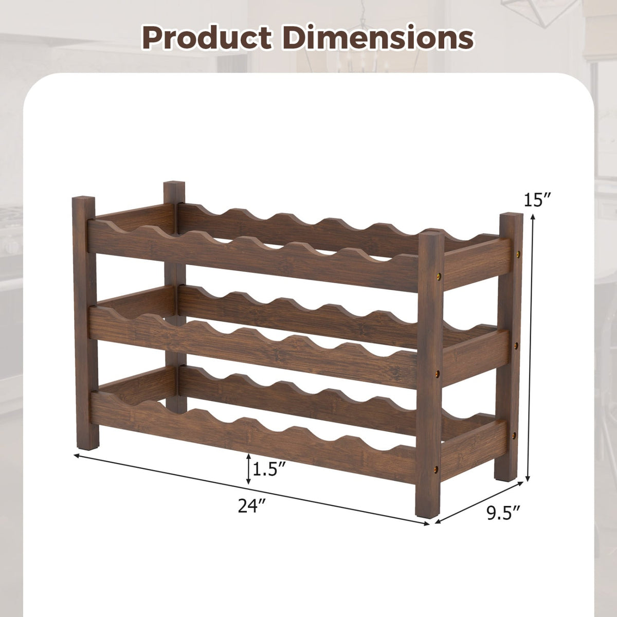 3-Tier Bamboo Freestanding Countertop Wine Bottle Organizer-Coffee-Wine Racks-DECOROLALA