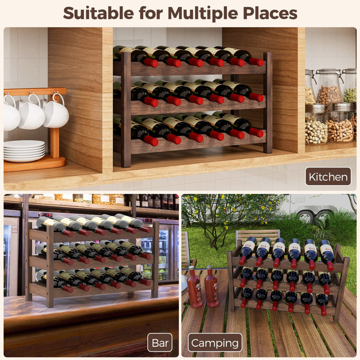 3-Tier Bamboo Freestanding Countertop Wine Bottle Organizer-Coffee-Wine Racks-DECOROLALA