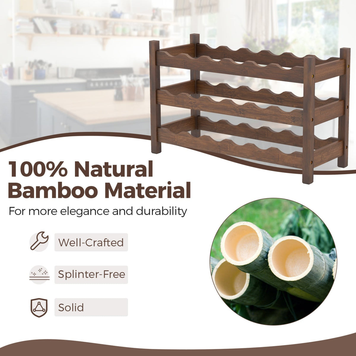 3-Tier Bamboo Freestanding Countertop Wine Bottle Organizer-Coffee-Wine Racks-DECOROLALA