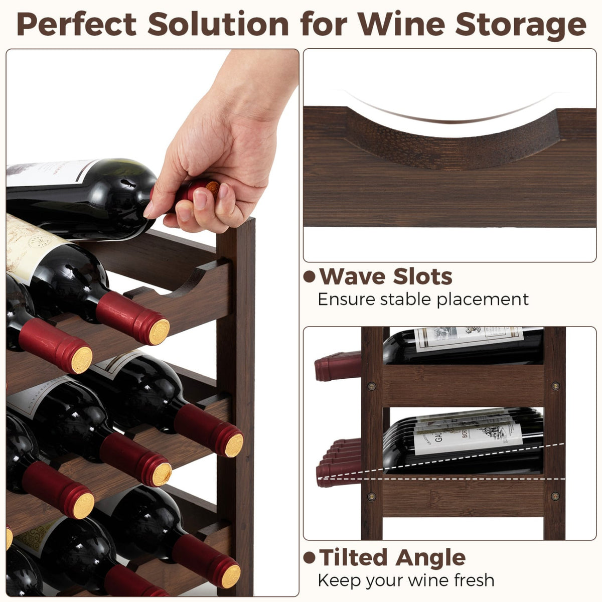 3-Tier Bamboo Freestanding Countertop Wine Bottle Organizer-Coffee-Wine Racks-DECOROLALA