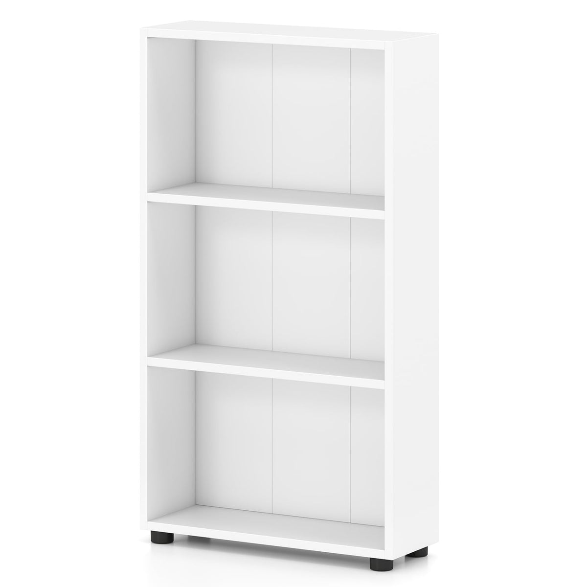 3-Tier Bookcase 42 inch Tall Book Shelf with Anti-Tipping Kit-White-Bookcases-DECOROLALA