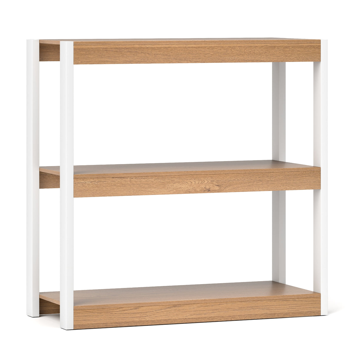 3 Tier Bookshelf Wooden Bookcase with Dual Anti-Tipping Kits-Natural-Bookcases-DECOROLALA