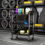 3-Tier Collapsible Utility Tool Cart - 150 lbs Black-Home Improvement > Tools-DECOROLALA