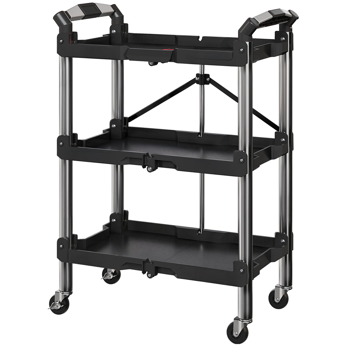 3-Tier Collapsible Utility Tool Cart - 150 lbs Black-Tools-DECOROLALA