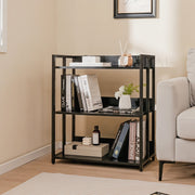 3-Tier Corner Bookshelf with Adjustable Shelves and Anti-Toppling Device for Study-Black-Bookcases-DECOROLALA