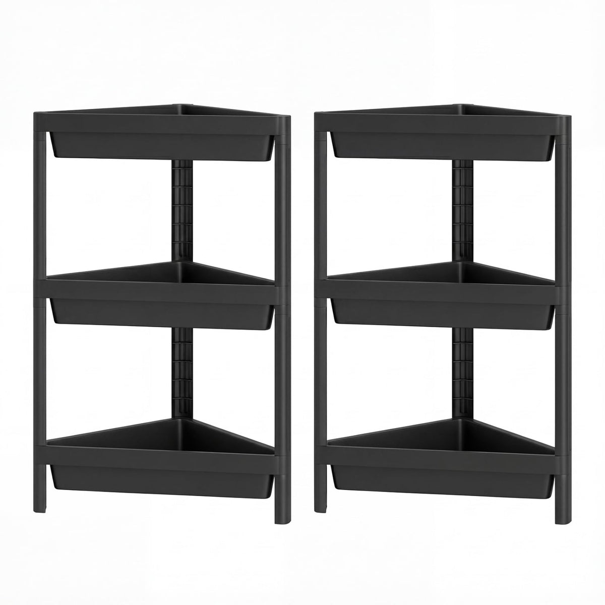 3-Tier Corner Shower Caddy 2-Pack - Black Waterproof PP Shelves-Floor Cabinets-DECOROLALA
