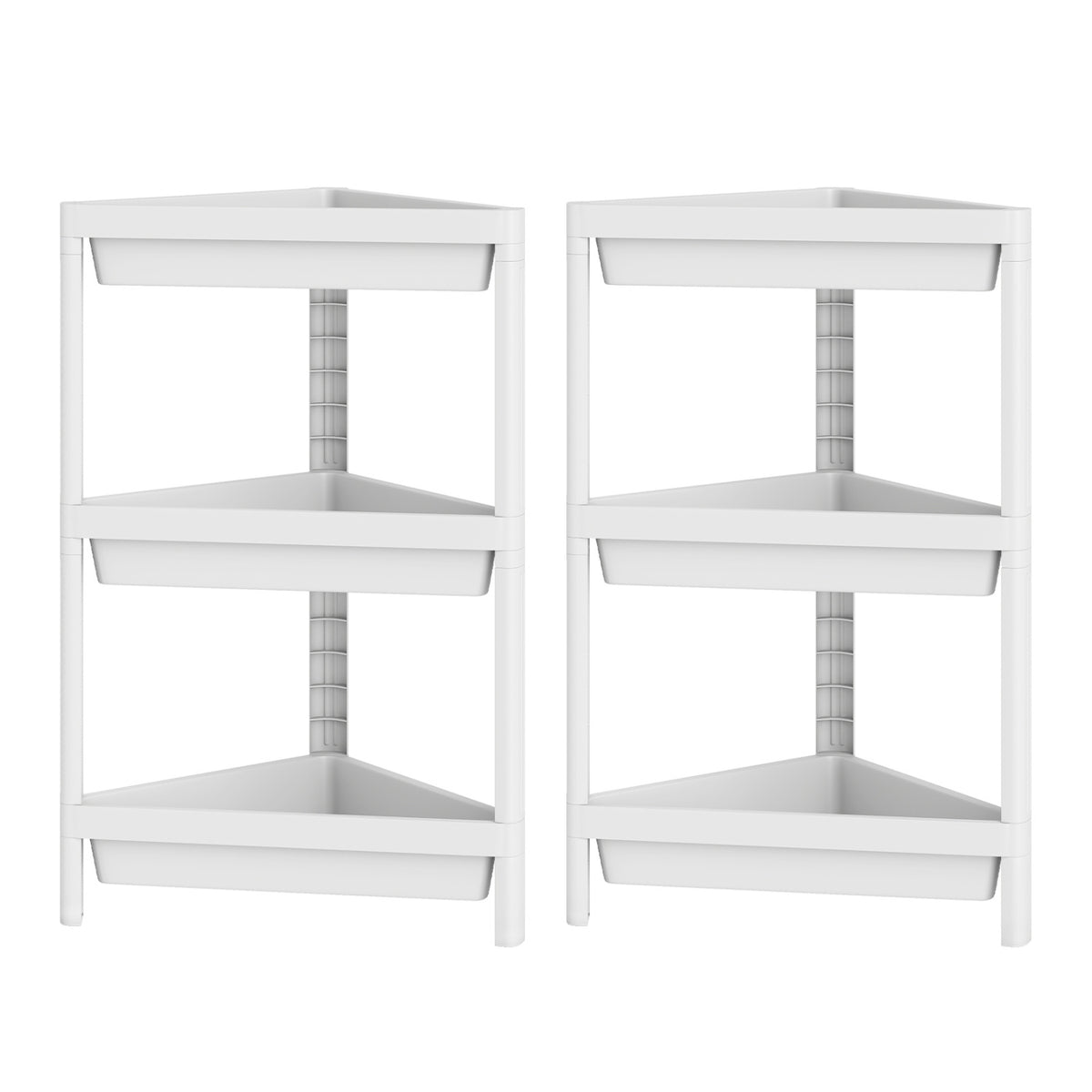 3-Tier Corner Shower Caddy 2-Pack - White Waterproof PP Shelves-Floor Cabinets-DECOROLALA