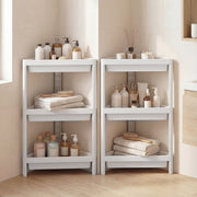 3-Tier Corner Shower Caddy 2-Pack - White Waterproof PP Shelves-Floor Cabinets-DECOROLALA
