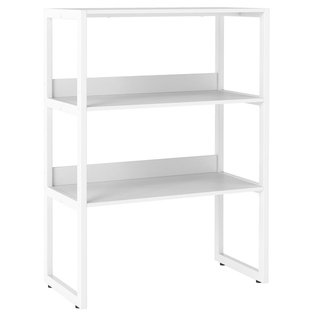 3-Tier Countertop Storage Hutch with Open Shelves-White-Bookcases-DECOROLALA
