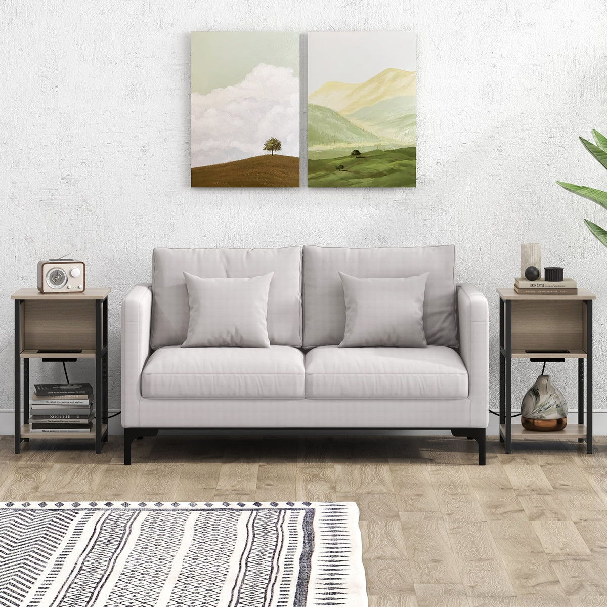 3-Tier End Table with USB Ports & Power Outlets-1 Piece-End & Side Tables-DECOROLALA