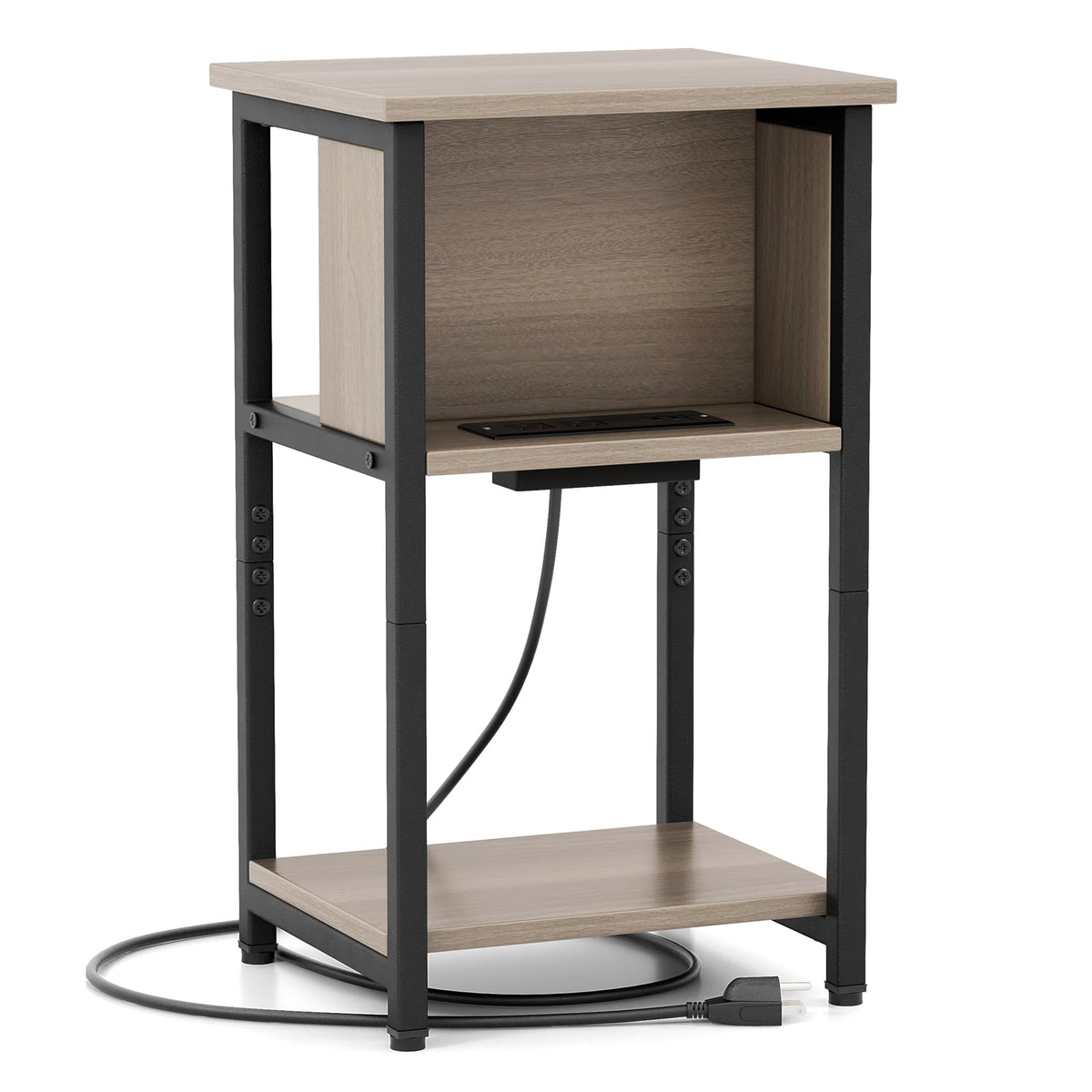 3-Tier End Table with USB Ports & Power Outlets-1 Piece-End & Side Tables-DECOROLALA