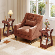 3-Tier End Tables with Charging Station Set of 2 with Open Storage Shelves-Cherry-End & Side Tables-DECOROLALA