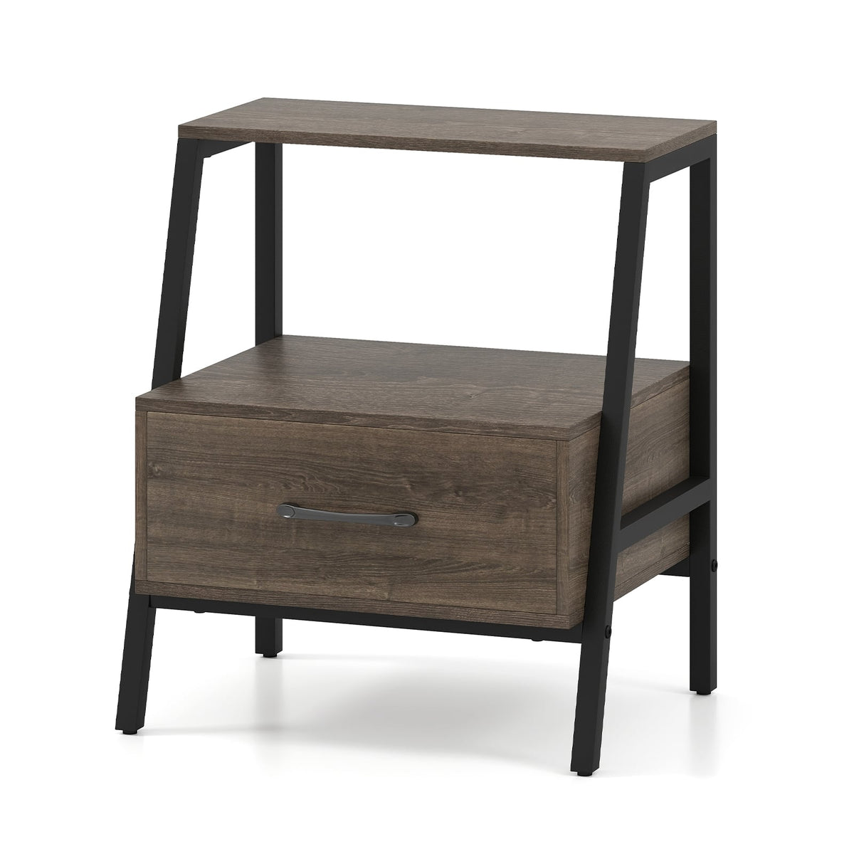 3-Tier Farmhouse Nightstand with Open Shelf-Nightstands-DECOROLALA
